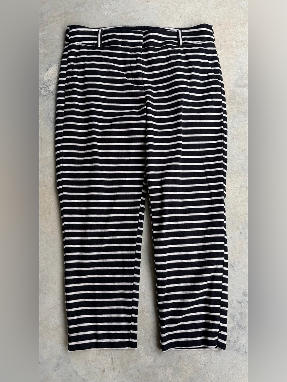 LOFT Black and White Striped Cropped Pants